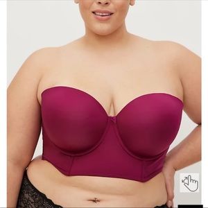 Torrid Fuchsia Pink Push-up Multi-way Strapless Longline Bra NWT